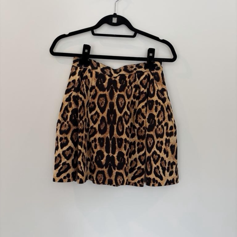 Pink Tartan Leopard Print Circle Skirt - Black & Brown